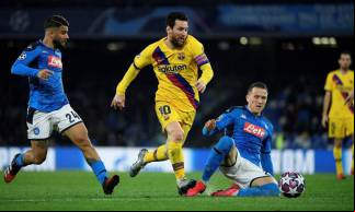 Jogo de ida terminou empatado em 1 a 1, com gol de Mertens, para o Napoli, e Griezmann, para o Barcelona 