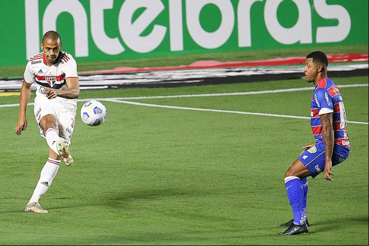Sao Paulo em 25 de agosto de 2021, Lances do jogo entra Sao Paulo x Fortaleza pelas quartas de finais da copa do brasil. Em destaque David. (Foto Paulo Pinto/Saopaulofc.net)