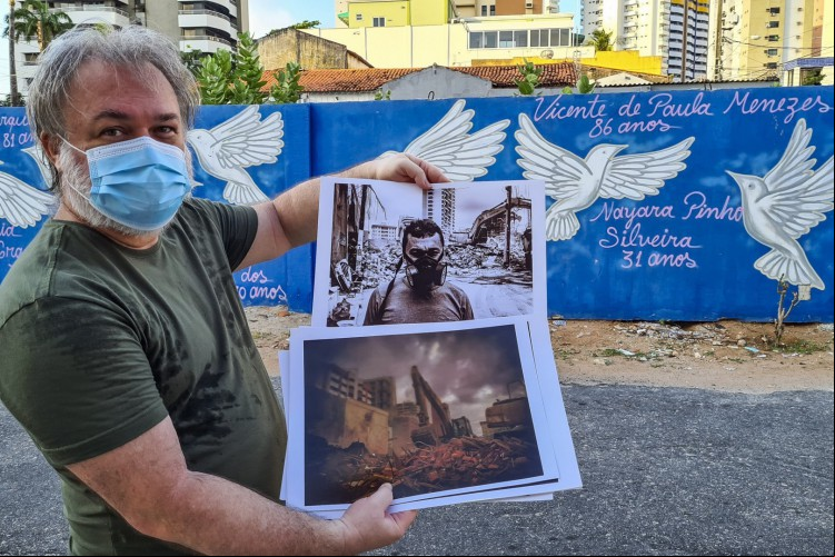 O desabamento do Edifício Andrea ocorreu em 15 de outubro de 2019. O prédio estava localizado no bairro Dionísio Torres, na zona nobre de Fortaleza, no Ceará, além de possuir registros antigos e uma estrutura bastante antiga. Na foto: Danton Torres Holanda, morador do bairro que acompanhou e fotografou o resgate das vítimas