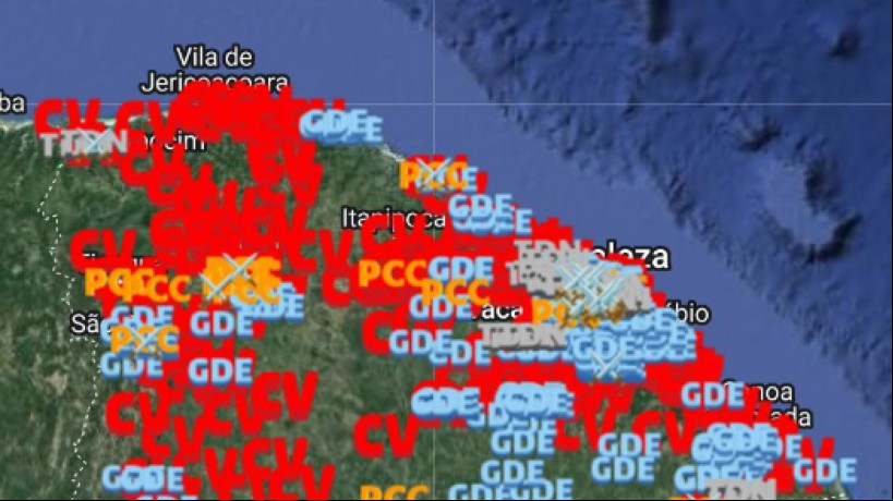  REPRODUÇÃO da visão inicial do mapeamento da atuação das facções do