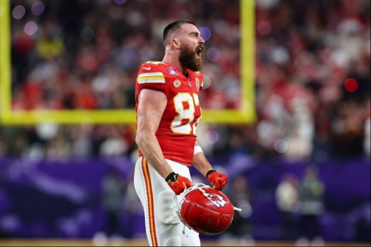 Superbowl 2024: Travis Kelce após a vitória dos Chiefs.