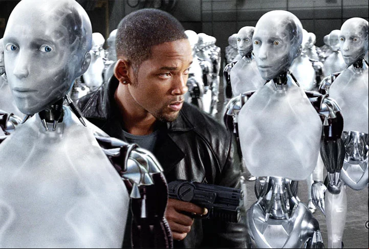 Na trama, que se a em 2035, os robôs são parte da vida cotidiana, regidos pelas Três Leis da Robótica. O detetive Del Spooner investiga a morte de um cientista que trabalhava com robôs, e descobre que eles podem ser capazes de violar as leis.