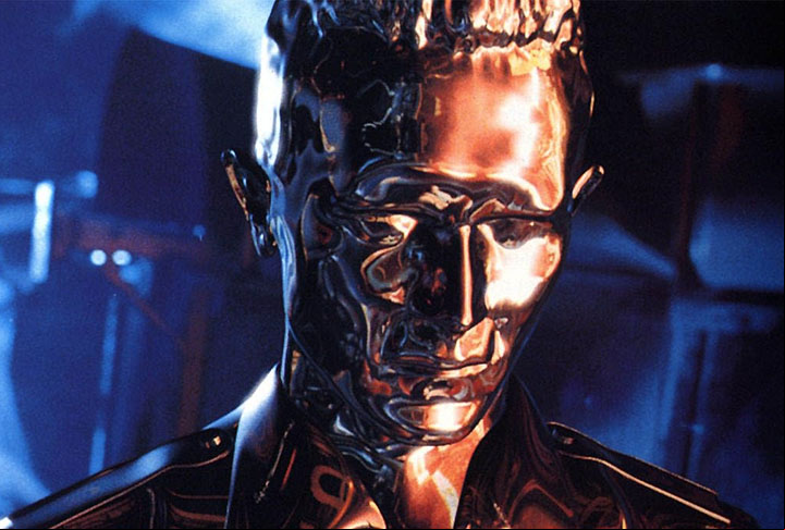 T-1000: O icônico vilão da franquia O Exterminador do Futuro ficou conhecido por sua composição de metal líquido, que o tornava um perseguidor implacável.