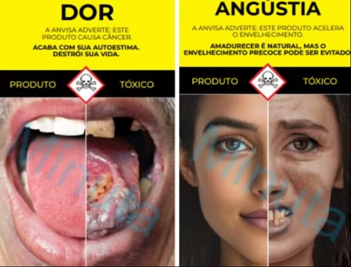 Ou seja, as empresas fabricantes terão um ano para se adaptarem a elas. Quem não cumprir terá o produto retirado dos pontos de venda.
Ao todo, são sete imagens e textos com advertências sobre diversos problemas de saúde ocasionados pelos derivados do tabaco. Elas devem obedecer uma ordem rotativa a cada cinco meses.