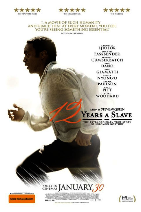 2014: Doze Anos de Escravidão. Direção de Steve McQueen. Com Chiwetel Ejiofor, Michael Fassbender, Paul Dano e Paul Giamatti, entre outros.