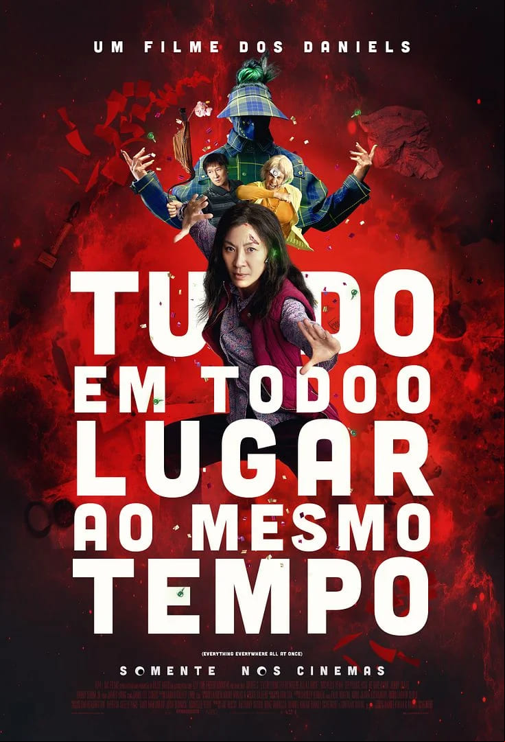 2023: Tudo em Todo o Lugar ao Mesmo Tempo. Direção de Daniel Scheinert e Daniel Kwan. Com Michelle Yeoh, Ke Huy Quan, Stephanie Hsu e Jamie Lee Curtis, entre outros.