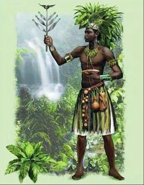 Ossaim é o Deus das folhas e ervas medicinais. Tem as matas como elemento.Usa um colar branco e verde. Seu símbolo é uma lança com pássaros e feixe de folhas. Algumas oferendas: feijão, arroz, milho vermelho e farofa