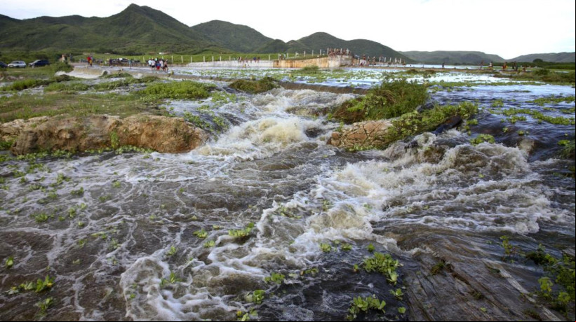 Foto de apoio ilustrativo. Um dos açudes sangrando no Ceará é o Itapebussu, em Maranguape, na Região Metropolitana de Fortaleza