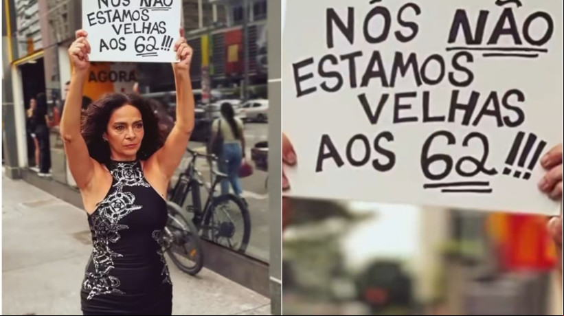 Claudia Ohana faz protesto contra etarismo na Avenida Paulista e compartilha vídeo do momento