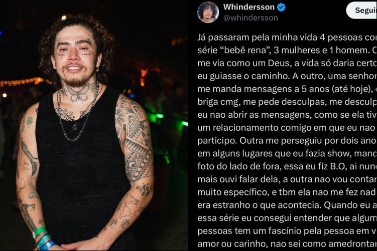 Em suas redes sociais, Whindersson Nunes conta que já sofreu perseguições e assédios de iradores